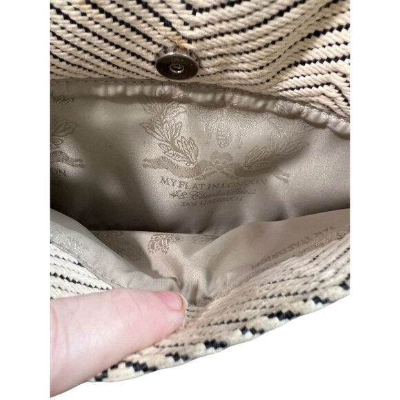 My Flat In London Shoulder Bag, Ivory Chevron Chain Strap and Black Bow Detail - Picture 8 of 10